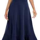 DRESSTELLS Women's Halter Cocktail Dresses 2025 Wedding Guest Formal Prom Bridesmaid Tea Length Split Ruffle Summer Dress (Blue, XL)