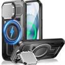 Camera Stand Case for iPhone 15 Plus, [Compatible with Mag Safe] [Lens Cover] 2024 Version Military Grade Protective Soft Case for iPhone 15 Plus 6.7 inch Men Women, Black