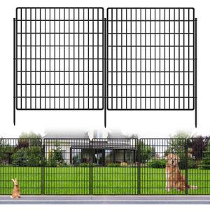 10 Panels Garden Fencing Animal Barrier, 33 in(H) X 24 ft(L) Dog Fence Outdoor for Yard Rustproof No Dig Decorative Tall Garden Fence Metal Wire Panel Border Patio Rabbit Temporary Ground Stakes
