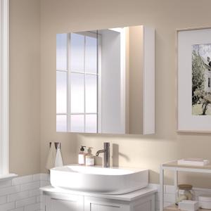 24x32 Bathroom Wall Cabinet, Saver Storage Cabinet, Moisture-Resistant Wood, Medicine Cabinet with 2 Door and Adjustable ShelvesFlat-Pack Design  Assembly Required (White)