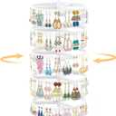 EsLuker.ly Earring Holder Organizer Rotating Stud Display Tree Rack with 285 U-Slots for Women Girls, Large Adjustable 5 Tier Plastic Storage Stand with Metal Tray for Pierced Hoop Post Earring, White