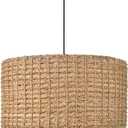 Arturesthome Rustic Pendant Light Fixture, Woven Rattan Lampshade Coastal Hanging Lighting, Adjustable Vintage Farmhouse Chandelier Lamp Shade for Kitchen Island Dining Room (15.7in * 12.5in)