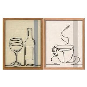 Wine & Coffee Wire Linen Wall Art, 11 x 14 in 