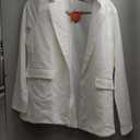 Womens Blazer One Button Jacket Suits Notched Lapel Casual Work Office Long Sleeve Blazer with Pockets (Medium, White)