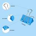 2 x Ufmarine Large Binder Clips 1.6 inch Length, Colorful, for Office (24 Pcs)