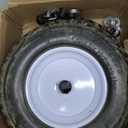 4.80/4.00-8" Tire and Wheel Flat Free 2 PCS, 16" Solid Wheelbarrow Tire with 5/8" & 3/4" Bearings,3"-7" Centered Hub, 14"-16" Universal Fit for Hand Truck/Garden Trailer/Trolley/Wagon (Black-White)