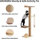 FUKUMARU Cat Scratching Activity Tree Wall Mounted, 50 Inch Cats Scratch Post, with Kitten Bed, Rubber Wood Scratcher Posts, Large