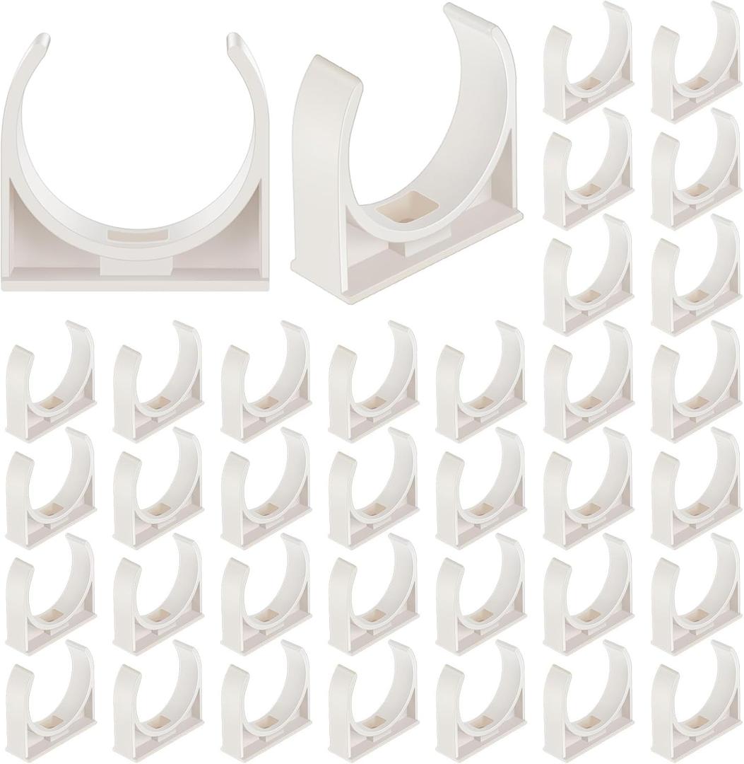 Chunful 50 Pack 1 Inch Pipe Clamps PVC Clips Pex Pipe Support Hangers Plastic U-Shaped Tubing Clamps for Tubing Hose Hanger Support, White
