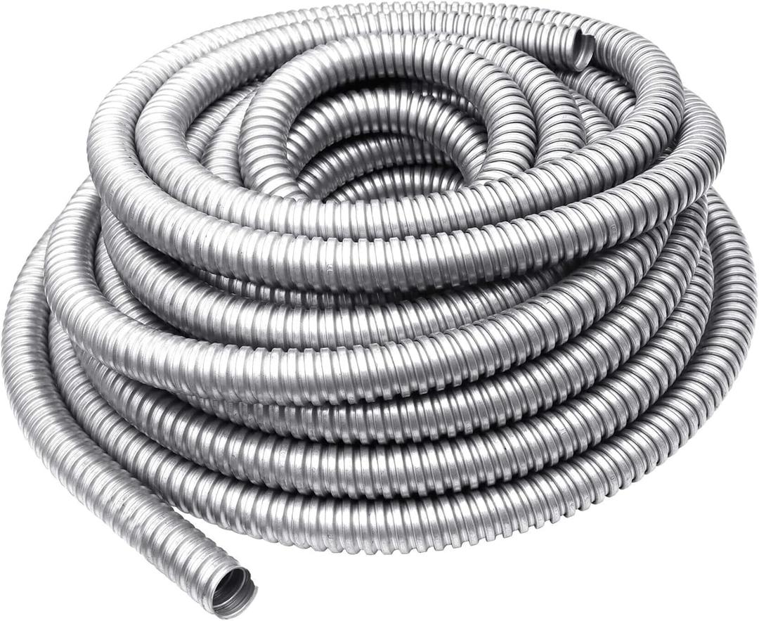 25 ft 3/4 Inch Reduced Wall Flexible Metal Conduit, Low Voltage,Galvanized Steel Outdoor Electrical Conduit for Greenfield Wiring, Cable Management