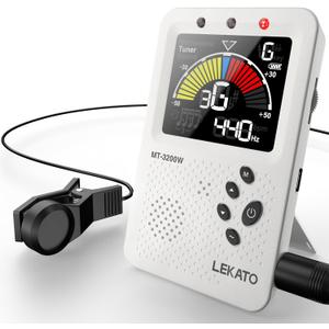 Metronome Tuner, Rechargeable 3 In 1 Digital Metronome with Vocal Count, Tone Generator Tuners for Guitar, Bass, Violin, Ukulele, Chromatic, Clarinet, Trumpet, Flute, All Instruments, White by LEKATO