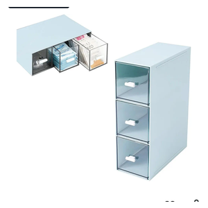 Desk Drawer Organizer with 3 Drawers, Plastic Clear Tea Bag Organizer, Stackable Tea Bag Holder, Makeup Organizers, Bathroom Organizers, Tea Bags Storage for Kitchen Pantry, Sugar Sachets, Cosmetic