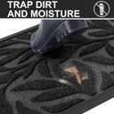 Smiry Front Door Mat Indoor Outdoor Entrance, Heavy Duty Natural Rubber, Trap Dirt and Moisture, Non-Slip Doormats, Low Profile, Easy Clean Patio Porch Entryway Mat, 35x23, Black