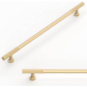 10 Pack Brushed Gold Cabinet Pulls 10 Inch(254mm) Kitchen Cabinet Handles Cabinet Hardware for Drawer Pulls (10" Hole Center)