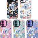 for iPhone 16 Plus Case, Coastal Floral Collage Pattern, Cute Soft Slim TPU Compatible with MagSafe, Military-Grade Drop Protection & Camera Protection for Women Girls (BlueSummerCut)