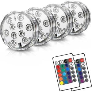 POLENTAT Submersible LED Lights with Remote, 16 Colors 4 Modes Battery Powered Waterproof LED Pool Lights for Inground Pool Above Ground Pool Bathtub Decoration (4-Pack)