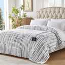 Westinghouse Electric Blanket Queen Size, Soft Luxury Faux Fur & Sherpa Heated Blanket with 10 Heating Levels & 1-12 Hours Auto Off, Fast Heating Blanket, Machine Washable, 84x 90 Inch Blue Gray