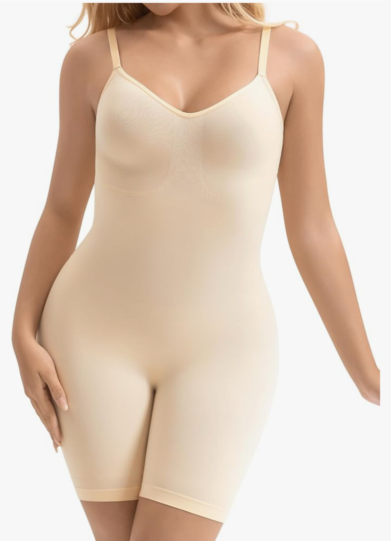 Bodysuit Shapewear for Women Seamless Body Shaper Tummy Control Snatched Waist Butt Lifter Sculpting Full Body Suit, Beige 