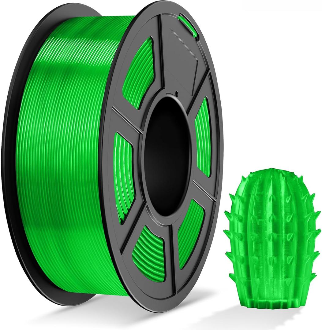 TECBEARS PLA Plus Filament 1.75mm, Neatly Wound 3D Printer Filament PLA+, Dimensional Accuracy +/- 0.02 mm, Fit Most FDM 3D Printers, 1kg Spool (2.2lbs), Transparent Green