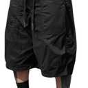 GORGLITTER Men's Summer Cargo Shorts Elastic High Waist Wide Leg Athletic Gym Basketball Drawstring Workout Shorts (Black, XXL)