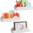 Cloud Shelves for Kids Room, 13 Long Nursery Wall Deor Set of 3, White Cloud Bookshelf Floating Shelf, Figure Shelf Wall Mounted, Cute Decorative Cloud Wall Shelf for Toys, Plants & Storage