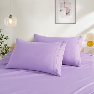 King Pillow Cases Set of 2, Light Purple Pillow Covers Soft Microfiber Pillowcases Comfortable Breathable and Non Shrinking Envelope Pillow Shams 20"X 36"