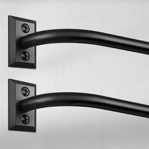 Hei!Dear 2 Pack Blackout Curtain Rod for Windows 28 to 48 inch (2.33-4Ft), Wrap Around Room Darkening Curtain Rods, 5/8" Samll Adjustable Modern Decorative Window rod, Black