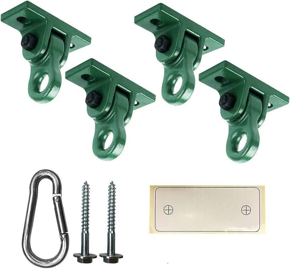 Heavy Duty Green Swing Hangers Screws Bolts Included Over 5000 lb Capacity Playground Porch Yoga Seat Trapeze Wooden Sets Indoor Outdoor (4 Pack) (4 Packs, 4 Packs Green)