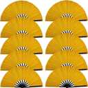10 PCS Boots on The Ground Fan, Clap Fans for Line Dancing, 13" Glitter Large Rave Fans,Folding Clack Handheld Foldable Hand Fan for Dance, EDM Music Festivals & Parties(Golden)