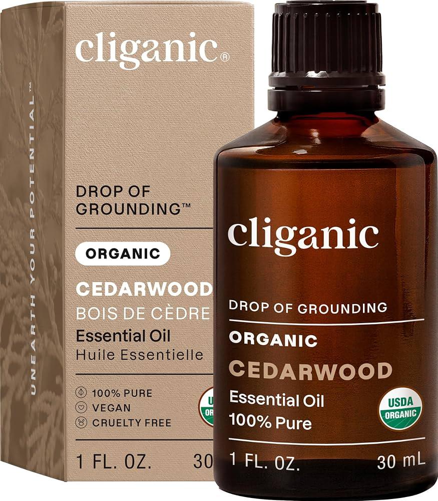 Cliganic Organic Cedarwood Essential Oil - 100% Pure Natural Undiluted, for Aromatherapy Diffuser | Non-GMO Verified