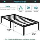 Maenizi Twin Bed Frames No Box Spring Needed, 16 Inch Heavy Duty Metal Bed Frame Twin Support Up to 2500 lbs, Easy Assembly, Noise Free, Black