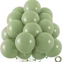 50pcs Sage Green Balloons, 12inch Matte Boho Green Balloons for for Wedding Decor Safari Baby Shower Jungle Birthday Balloon Decoration (With Ribbon & Glue)