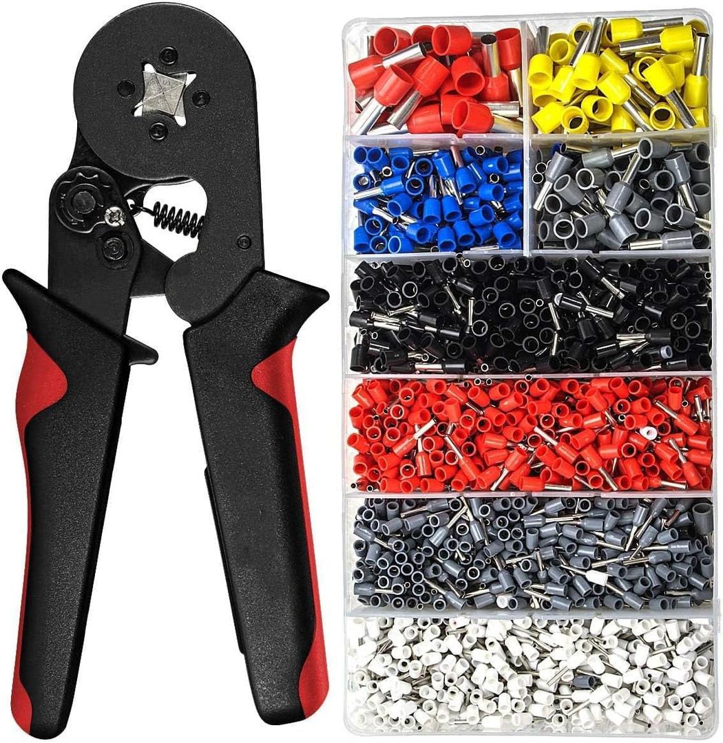 Crimping Tool Kit - Ferrule Crimper Plier (AWG 28-7) with 1250pcs Wire Ferrules Kit Wire Ends Terminals