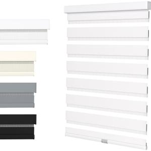 MYshade Cordless Zebra Blinds for Windows with Free-Stop(White,30" W x 64" H) Dual Layer Shades for Day & Night Privacy and Light Filtering, Perfect for Home & Bedroom, Easy to Install