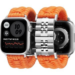 BINLUN Compatible with Apple Watch Band 49mm 46mm 45mm 44mm 42mm 41mm 40mm 38mm Braided Paracord Stainless Steel Sport Watch Strap Fit for iWatch Ultra Series 11/10/9/8/7/SE/6/5/4/3/2/1 for Men Women