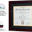 VIOLABBEY Diploma Frame 11x14 Degree&Document with Black Gold Double Mat or 15x18 Picture without Mat, Smooth Cherry Wood Grain Finish, Wall Mounted Display, Tempered Glass