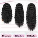 ALXNAN Wavy Curly Ponytail Extension, 26 Inch Black Brown Drawstring Ponytail for Black Women Short Soft Natural Synthetic Hairpiece Thick For Daily Use
