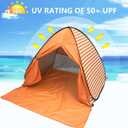Pop Up Beach Tent Shade Sun Shelter UPF 50+ Canopy Cabana 2-3 Person for Adults Baby Kids Outdoor Activities Camping Fishing Hiking Picnic Touring (Orange Stripes), 64.9 inches x 59 inches x 43.3 inches