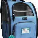 PetAmi Dog Backpack Carrier for Small Large Cat, Pet, Puppy, Ventilated Pet Hiking Backpack Travel Bag, Airline Approved Cat Backpack Carrier, Camping Biking Dog Bag Up to 18lbs Pet, Light Blue