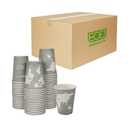 ECO PRODUCTS Compostable Disposable World Art 12oz Large Coffee Cups, Case of 1000, Renewable Hot Paper Cup, Plant Based PLA Lining, Color Coded