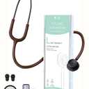 FriCARE Dual Head Stethoscope - Stethoscopes for Nurses, Medical Nursing Students, Paramedics/EMT/LVN/VNA Backup Estetoscopio, Earth Brown Tube Matte Black Finish Chestpiece
