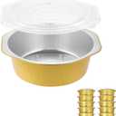 7.8" Extra-Deep Aluminum Foil Pans with Integrated Handles and Snap-On Lids (10 pcs) | 2X Thickness Heavy-Duty Reusable Tin for Baking and Cooking (48 fl oz)