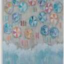 Stupell Industries Busy Beach Coast Aerial Painting Patterned Umbrellas Towels Wall Plaque, 13 x 19, Blue