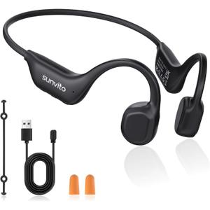 Bone Conduction Headphones Bluetooth 6.0, Open Wireless with Magnetic IPX6 Waterproof Earphones Running Headphones, 10H Playtime & Dual Connectivity for Running, Cycling, Gym (BLACK)