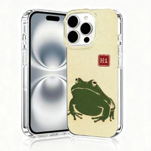 for iPhone 16 Pro Max Case, Animal Print Case for iPhone 16 Pro Max, Scratch Resistant Shockproof Cover, Aesthetic Clear Phone Cover, Hi Frog, Funny Frog Cases（B096）