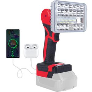 Cordless LED Work Light Compatible with Milwaukee M18 18V Battery, Portable Flashlight Lamp with Charging Phone For Auto Repair, Outdoor, Construction Job Sites & Emergency Use (Bare Tool Only)