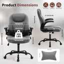 Executive Office Chair PU,Leather Office Chair with Wheels,360 Swivel Rolling Chair with Padded Arms,Ergonomic Computer Chair with Lumbar Support for Short People Use (Grey)
