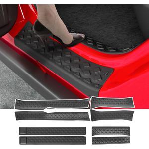 powoq 8Pcs Door Sill Protectors Compatible with 2020-2026 Jeep Gladiator JT Door Sill Guard 18-26 Wrangler JL Threshold Protector Entry Guard Replacement for 2020-2026 Jeep Gladiator Accessories