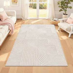 Pauwer 4x6 Washable Area Rugs for Living Room Modern Beige Solid Color Soft Fluffy Rugs for Bedroom Non Slip Boho Accent Indoor Mat Floor Carpet Cover for Kids Room Dining Room Kitchen Office, Beige