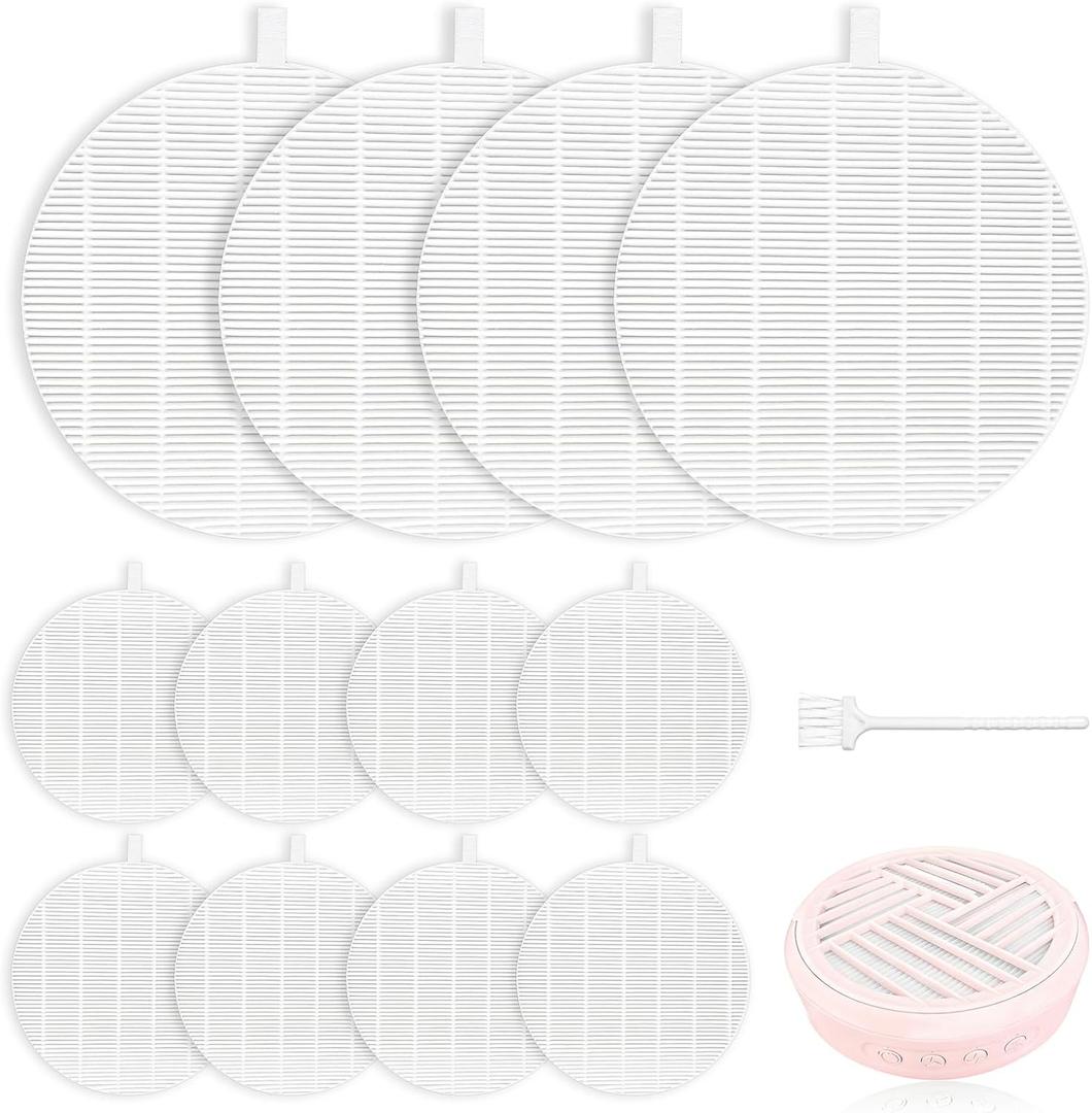 12 Pcs Nail Dust Collector Filters Compatible with MelodySusie HPro/SProR Nail Dust Collector, Reusable Replacement Filters with Cleaning Brush, Easy to Clean(White)