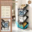 2 Pack Sloping Narrow Shoe Rack 5 Tiers - Free Standing Vertical Shoes Racks for Small Spaces and Corner, Shoe Storage Organizer for Entryway, Tall Slim Shoe Shelf Cabinet for Shoes Boots - Black